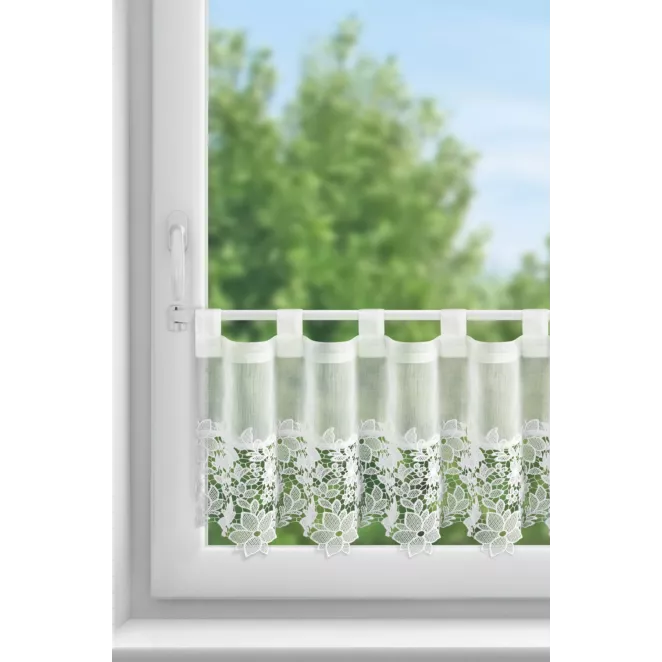 Zazdrostka biała zdobiona subtelną aplikacją 40x150 cm szelki - ARTEMIDA Eurofirany