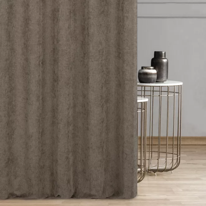 Miękka szenilowa tkanina zasłonowa o strukturalnym splocie i subtelnym połysku Eurofirany