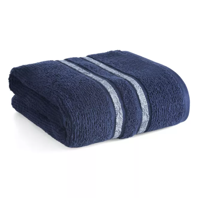 Ręcznik do rąk 30x50 cm bawełniany kolor granatowy w kontrastujące pasy 500 g/m2 DINA Eurofirany