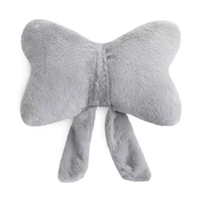 Poduszka w kształcie kokardy 37x30 cm z futerkowej tkaniny srebrna WIOSNA 135 Eurofirany