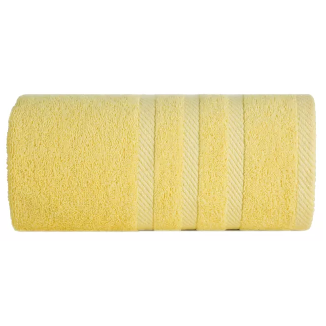 Ręcznik kąpielowy 100x150 cm bawełniany kolor żółty z ozdobną bordiurą 500 g/m2 MILO Eurofirany