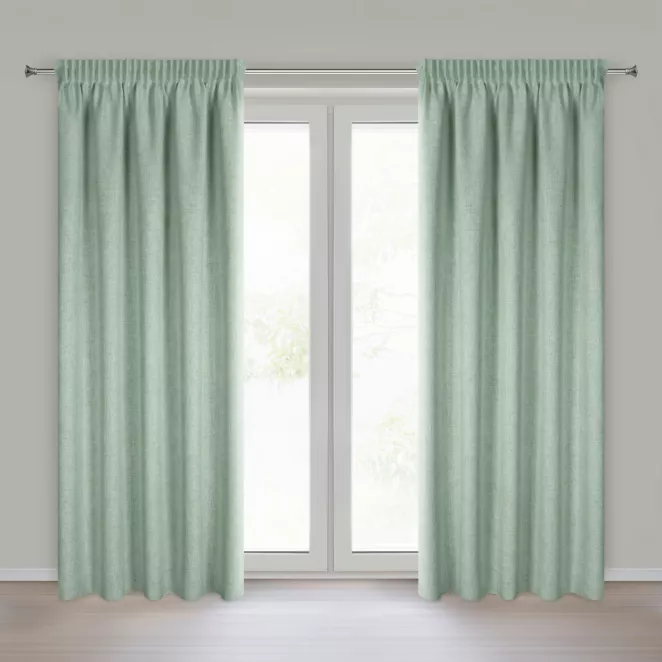 Zasłona zielona o naturalnym splocie z efektem melanżu 140x270 cm taśma - JULA2 Eurofirany