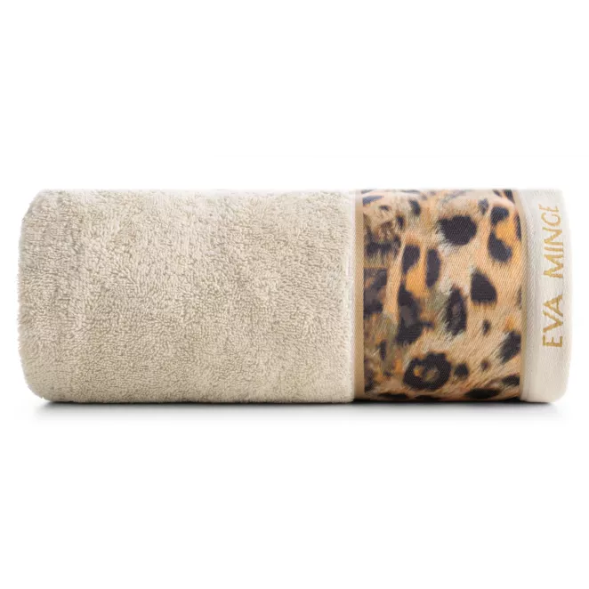 Ręcznik kąpielowy 70x140 cm bawełniany kolor beżowy,czarny z designerską bordiurą 500 g/m2 EVA 23 Eva Minge Eurofirany