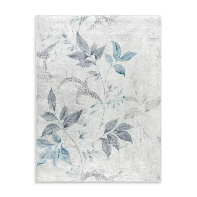 Dywan 120x160 cm kremowo, niebieski zdobiony motywem roślinnym LOTUS 6  Eurofirany