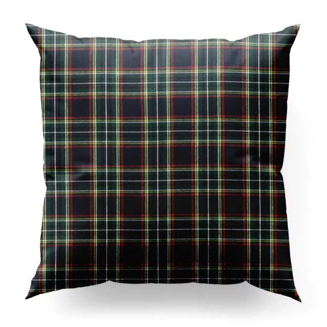 Poszewka szyta granatowo zielona z delikatnej tkaniny w kratkę