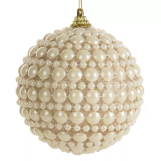 Dekoracyjna bombka choinkowa zdobiona perełkami Eurofirany