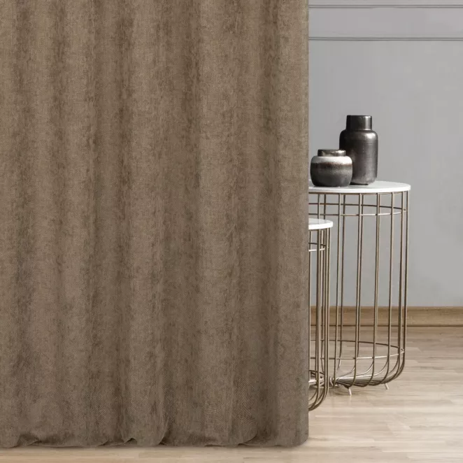Miękka szenilowa tkanina zasłonowa o strukturalnym splocie i subtelnym połysku Eurofirany