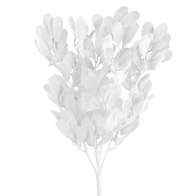 Biała gałązka dekoracyjna z liśćmi i jagodami sztuczny kwiat 50 cm Eurofirany