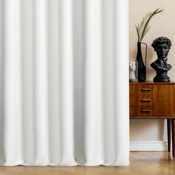 Zasłona szyta na taśmie fala kremowa o naturalnym charakterze, z widocznym, ozdobnym splotem