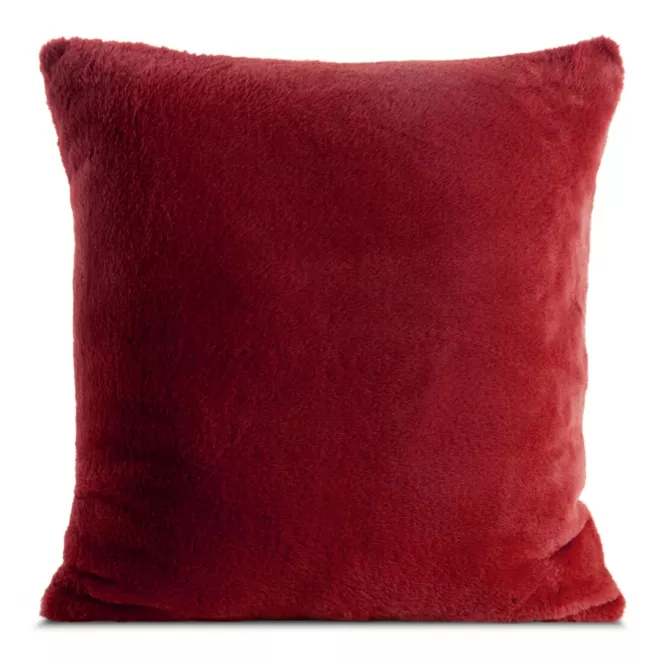 Poszewka na poduszkę 60x60 cm bordowa z miękkiej futrzanej tkaniny NINA Eurofirany