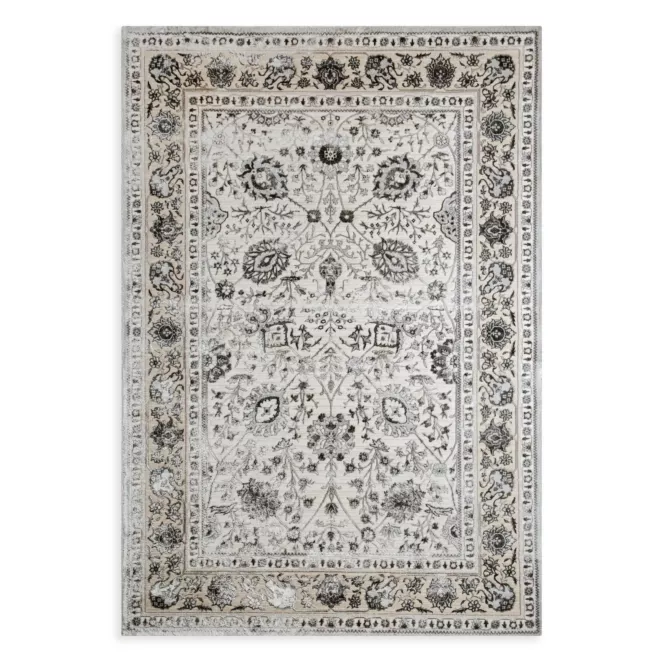 Dywan 60x100 cm  beżowo, brązowy zdobiony roślinnym wzorem VIANA Eurofirany