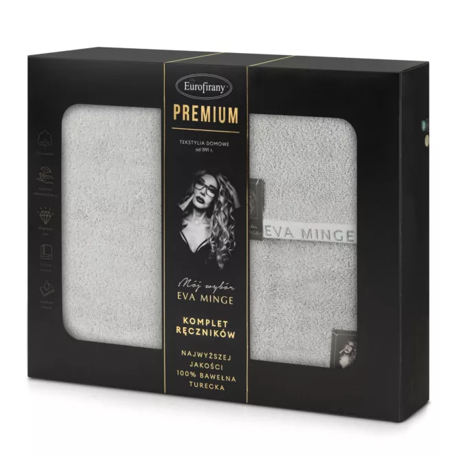 Zestaw ręczników bawełnianych 3 szt kolor srebrny 550 g/m2 VENUS Eva Minge Eurofirany