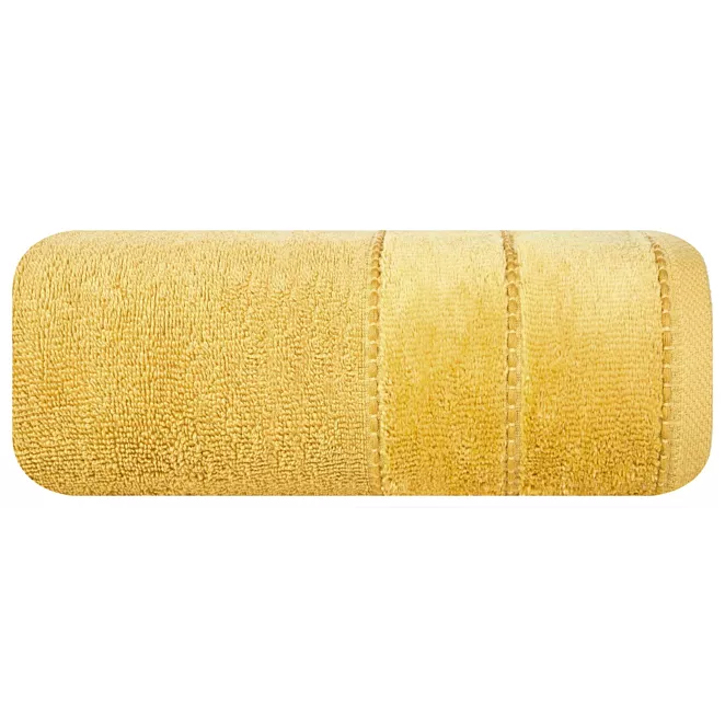 Ręcznik kąpielowy 70x140 cm bawełniany kolor musztardowy z welwetową bordiurą 500 g/m2 MARI Eurofirany