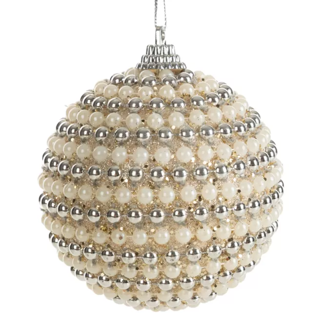 Dekoracyjna bombka choinkowa zdobiona koralikami Eurofirany