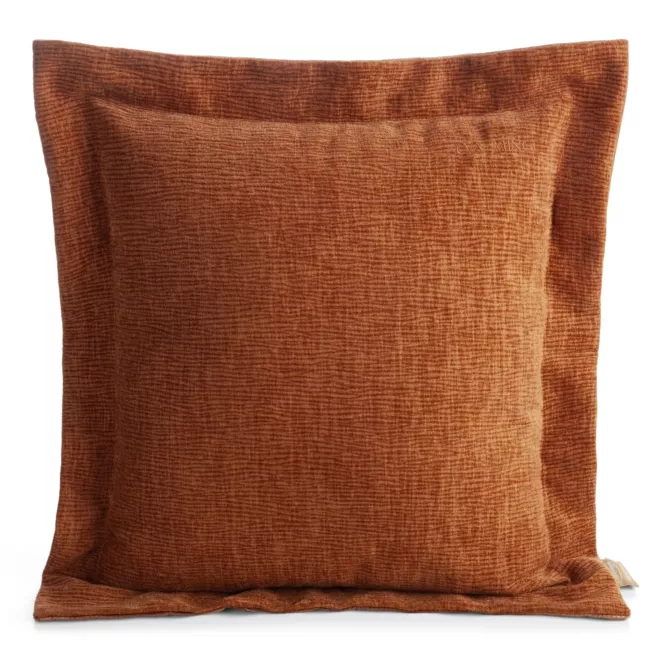 Poszewka na poduszkę  55x55 cm z szenilowej tkaniny ceglasta o widocznym ozdobnym splocie Eva Minge Elegante Eurofirany