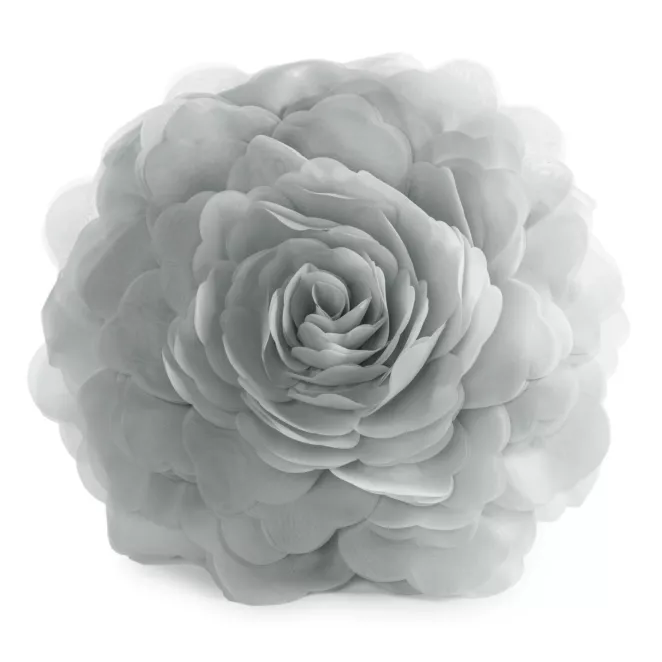 Okrągła poszewka o średnicy 40 cm kolor srebrny zdobiona kwiatem 3D FLORES 6 Eurofirany