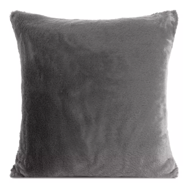 Poszewka na poduszkę 45x45 cm stalowa z miękkiej futrzanej tkaniny NINA Eurofirany