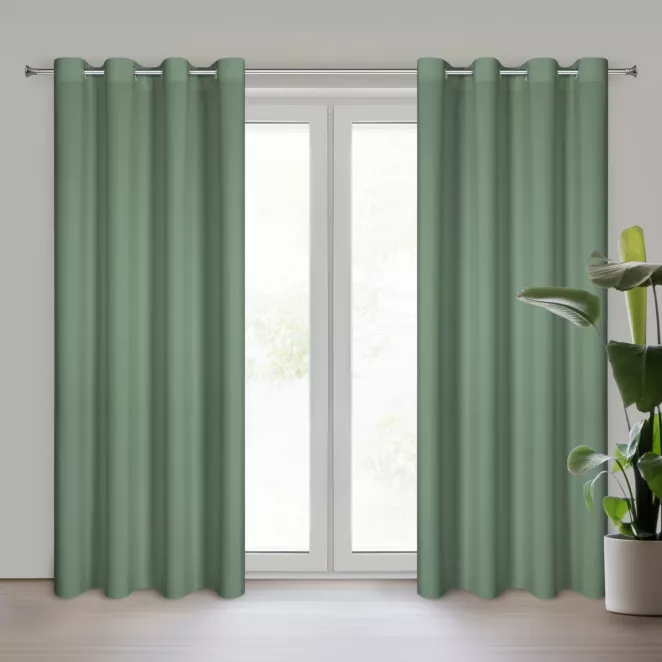 Zasłona ciemnomiętowa z matowej gładkiej tkaniny 140x250 cm przelotka RITA Eurofirany