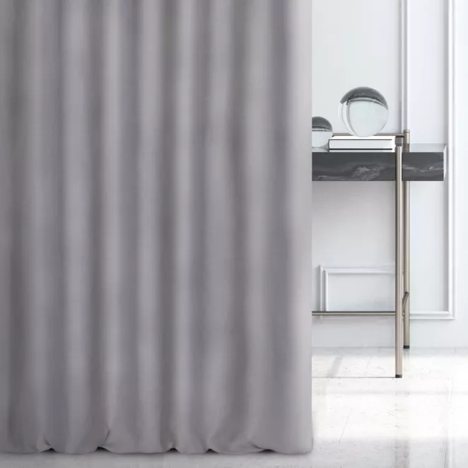 Zasłona szyta na taśmie fala jasnoszara o naturalnym, gęstym splocie w stylu eko