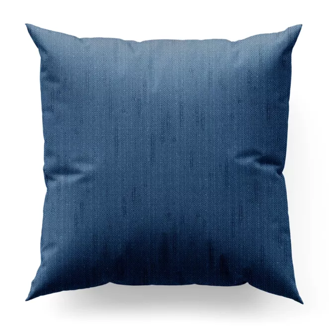 Poszewka szyta granatowa z miękkiej, matowej tkaniny w stylu eko o naturalnym splocie