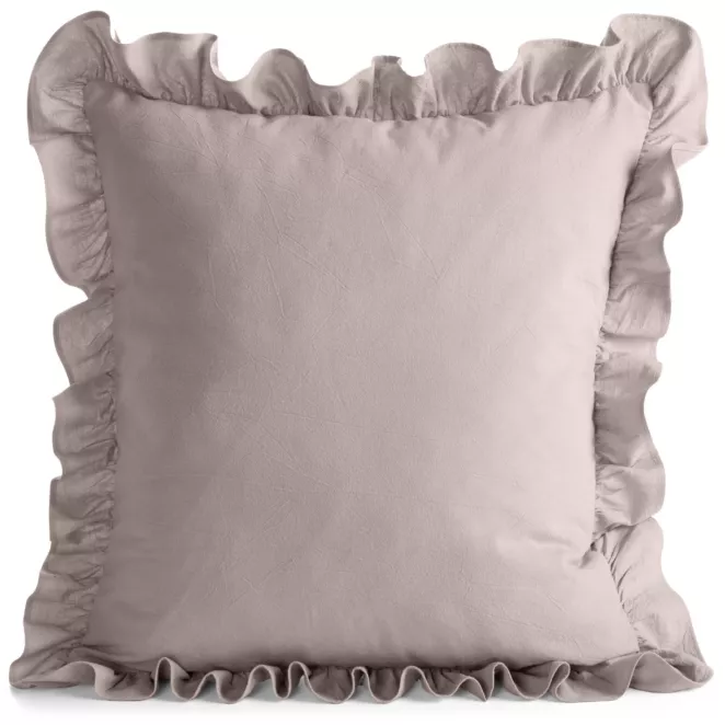 Poszewka na poduszkę 45x45 cm bawełniana z ozdobną falbanką pudrowa Eurofirany