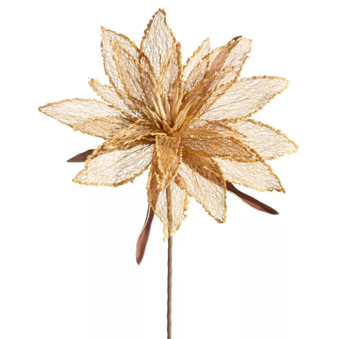 Kwiat sztuczny beżowy z siateczki 70 cm Eurofirany