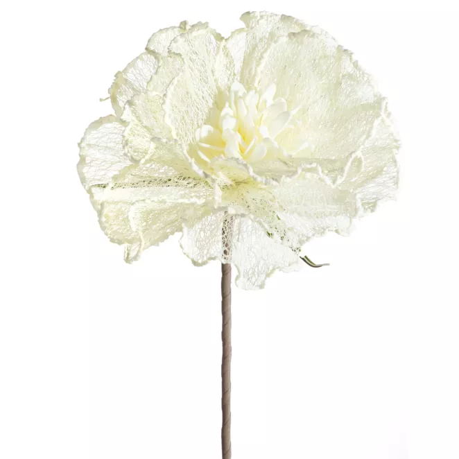 Kwiat sztuczny kremowy z siateczki 85 cm Eurofirany