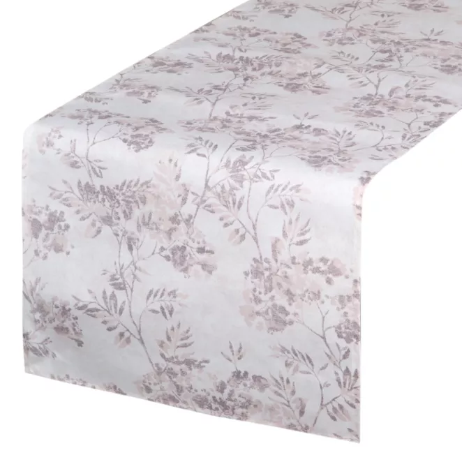 Bieżnik na stół kremowo, beżowy 40x140 cm GARDEN na taras oraz balkon z motywem roślinnym