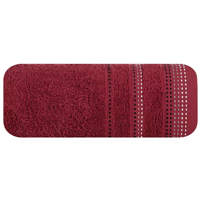 Ręcznik kąpielowy 50x90 cm bawełniany kolor bordowy z ozdobnym stębnowaniem 500 g/m2 POLA Eurofirany
