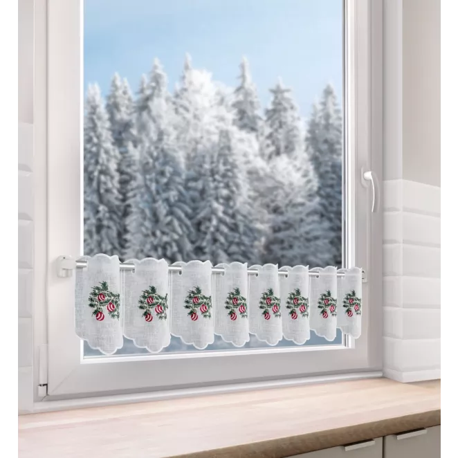 Tkanina firanowa zazdrostka z świątecznym haftem Eurofirany