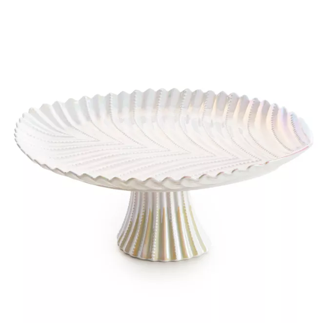 Patera dekoracyjna na stopce zdobiona wytłaczanym wzorem Eurofirany