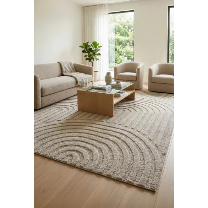 Dywan 50x80 cm beżowy z wypukłym półokrągłym wzorem ART 1 Eurofirany
