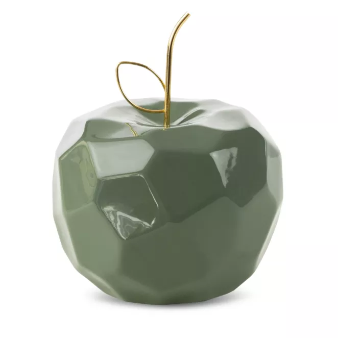 Figurka APLE zielone jabłko ze złotym ogonkiem w nowoczesnym stylu Eurofirany