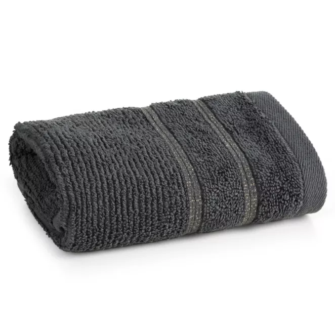 Ręcznik do rąk 30x50 cm bawełniany kolor stalowy w błyszczące paseczki AMIRA Eurofirany