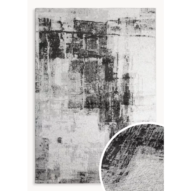 Dywan 60x100 cm szaro, czarny zdobiony abstrakcyjnym wzorem ASIA 3 Eurofirany