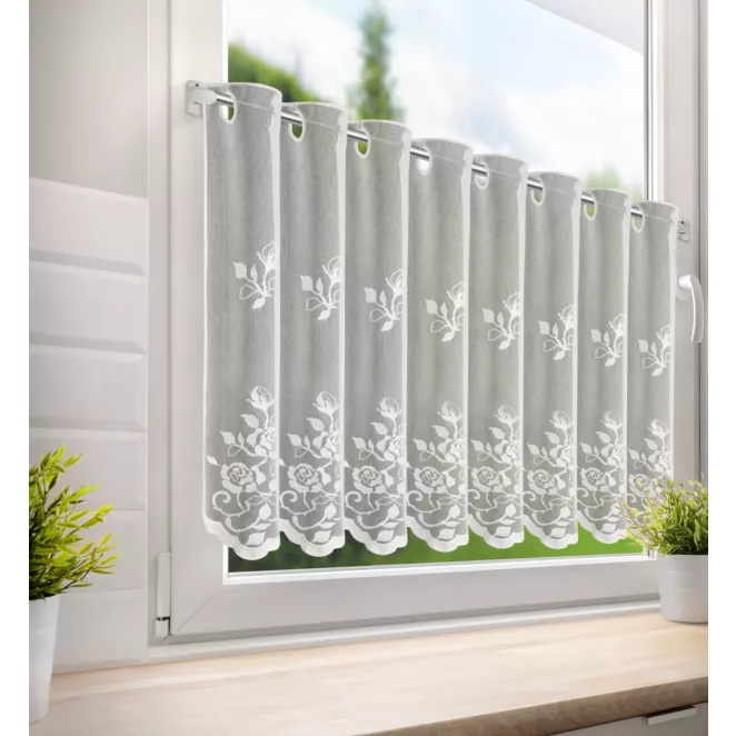 Tkanina firanowa zazdrostka zdobiona haftem roślinnym Eurofirany