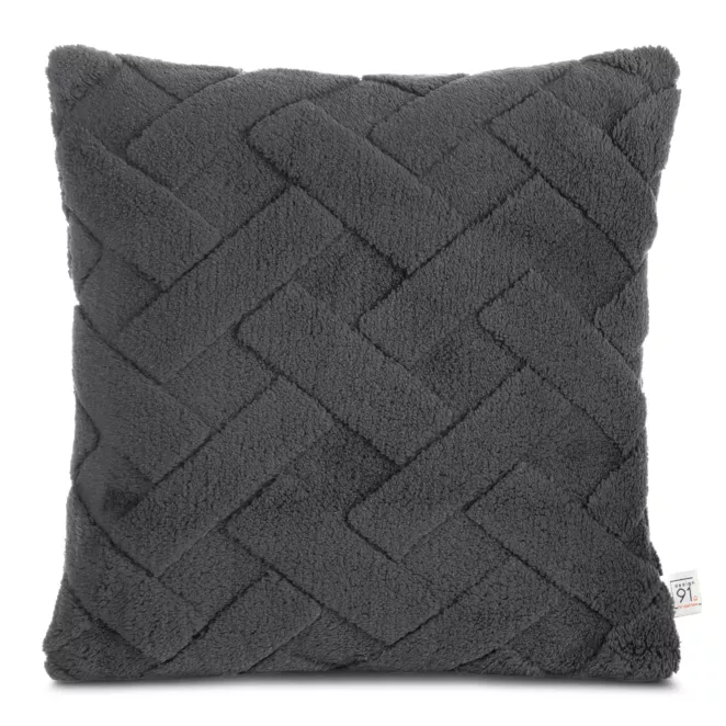 Poszewka na poduszkę 45x45 cm z miękkiego pluszu zdobiona wypukłym wzorem stalowa CARO DESIGN 93 Eurofirany