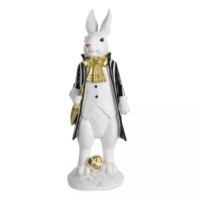 Wielkanocna figurka zajączka ze złotymi akcentami Eurofirany