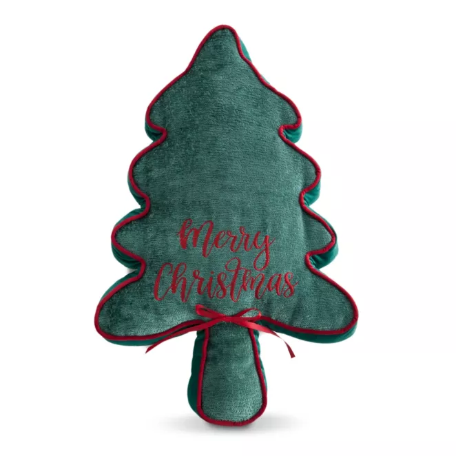Poduszka świąteczna w kształcie choinki 45x70 cm zielono, czerwona  z szenilowo welwetowej tkaniny Eurofirany