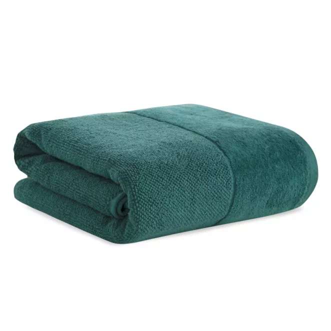 Ręcznik kąpielowy FERO z welwetową bordiurą ciemnozielony 70x140 cm Eurofirany