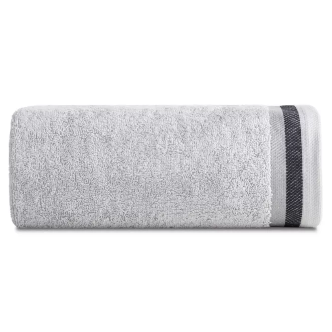 Ręcznik do rąk 30x50 cm bawełniany kolor jasnoszary z bordiurą w pasy 550 g/m2 NIKO Eurofirany
