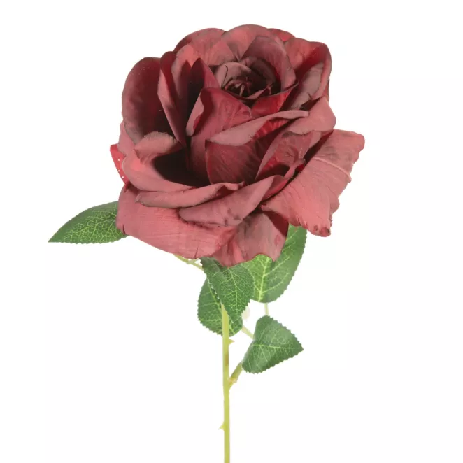 Kwiat sztuczny dekoracyjny RÓŻA bordowa Eurofirany