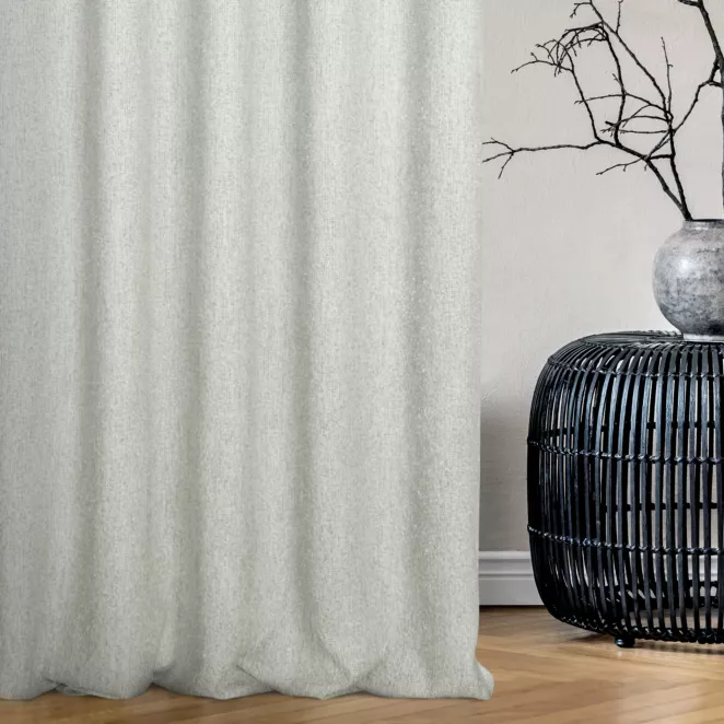 Zasłona szyta na taśmie fala kremowa z tkaniny typu bukla z efektem melanżu