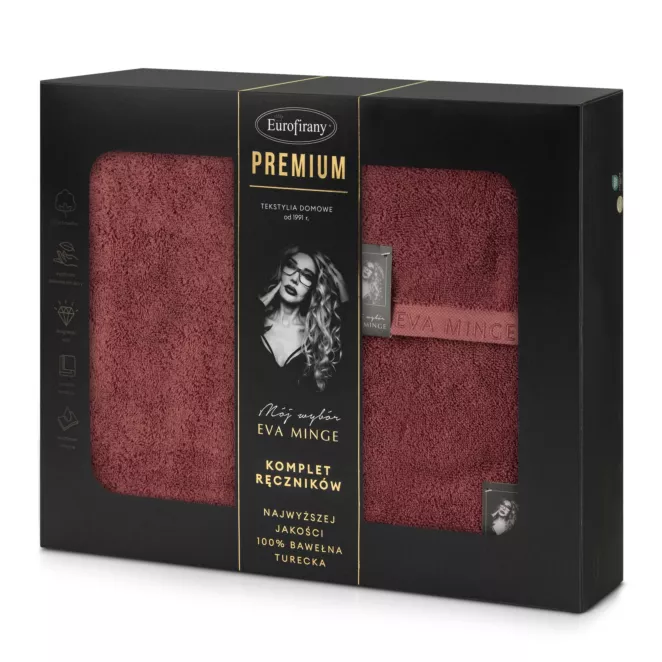 Zestaw ręczników bawełnianych 3 szt kolor ceglasty 550 g/m2 VENUS Eva Minge Eurofirany