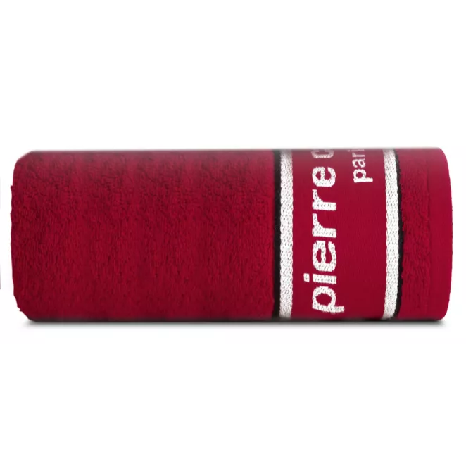 Ręcznik kąpielowy 50x90 cm bawełniany kolor czerwony 450 g/m2 z żakardową bordiurą i haftowanym logiem marki Pierre Cardin KARLA Eurofirany