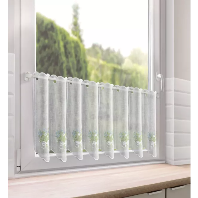 Tkanina firanowa zazdrostka z etaminy zdobiona haftem lawendy Eurofirany