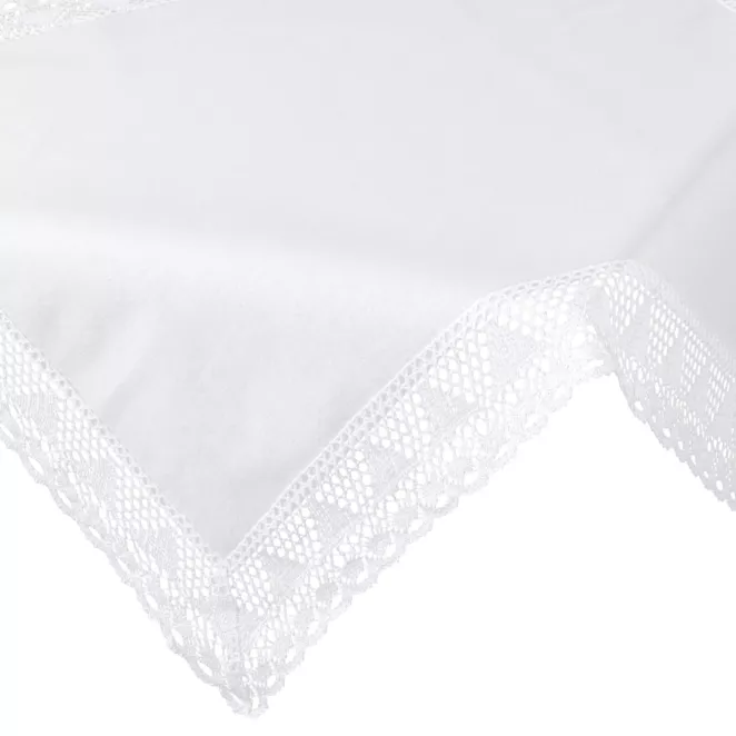 Obrus na stół 85x85 cm biały zdobiony koronką - NATALY - Eurofirany