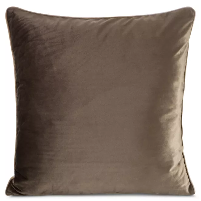 Poszewka na poduszkę 45x45 cm welwetowa o delikatnym połysku z ozdobną lamówką ciemnobrązowa GAJA 2 Eurofirany