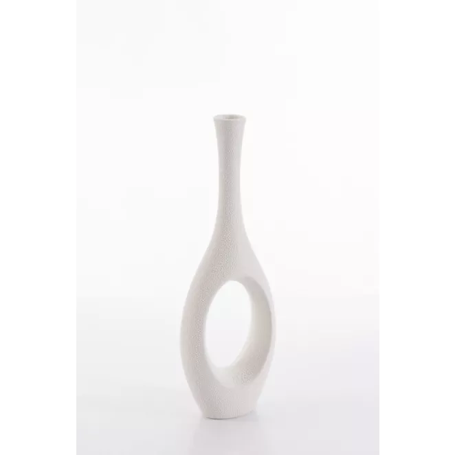 RISO kremowy wazon ceramiczny o fantazyjnym kształcie 12x6x36 cm Eurofirany