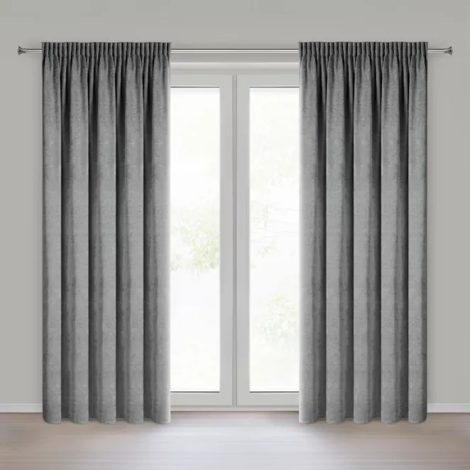 Zasłona  stalowa o szenilowej strukturze 140x270 cm taśma - NESKA Eurofirany